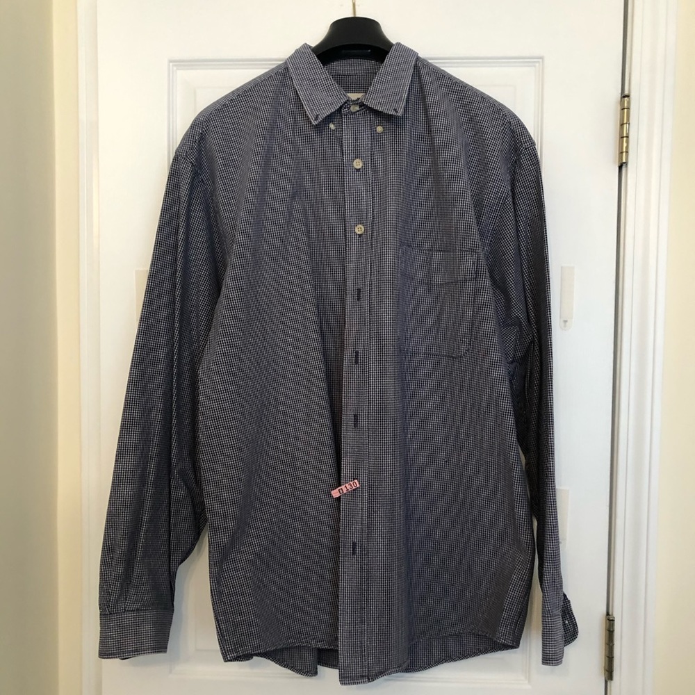 Navy/White Check Eddie Bauer Button Down Shirt